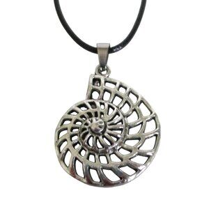 New Nautilus Shell Pendant Necklace on 18" to 20" Black Cord Unisex Jewelry Gift